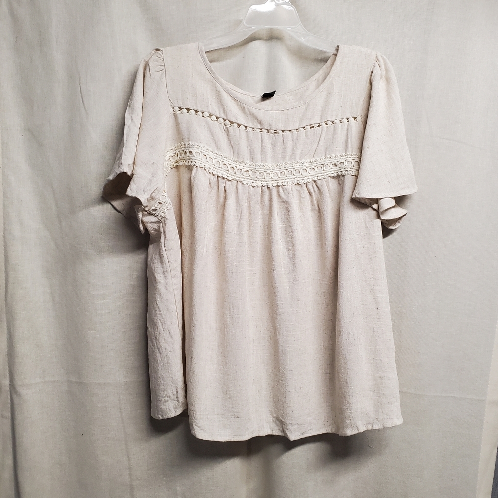 SHEIN Cream Blouse with Lace Detail